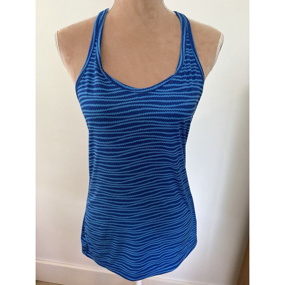 Nike Dri-FIT Women’s Tank Top Blue Striped Racerback Athletic Gym Shirt Size M